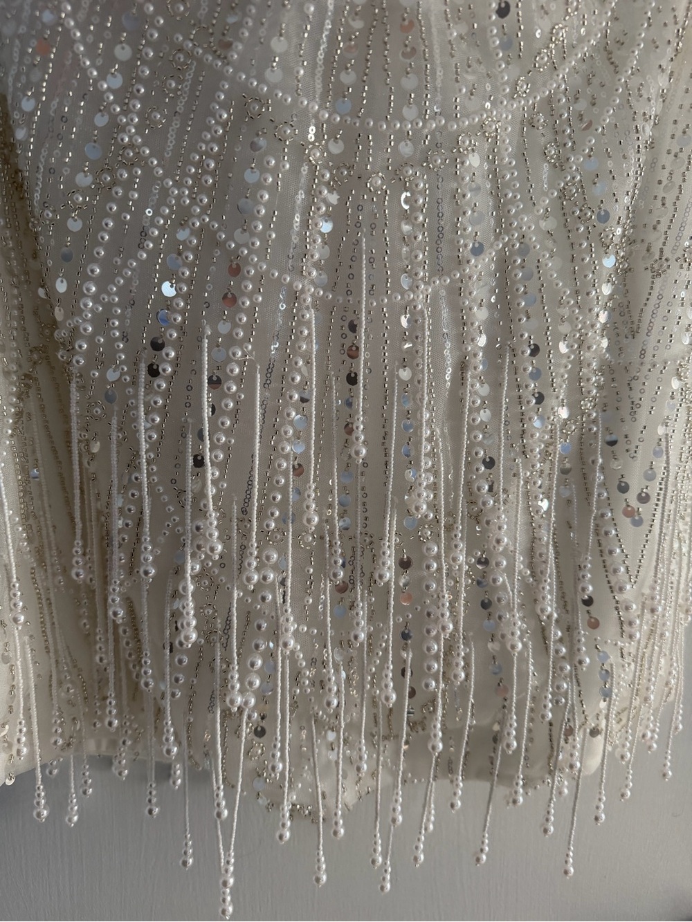 Strapless Beaded Ivory Mini Dress - Picture 4 of 6